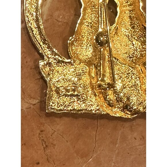 JJ JONETTE Pin Brooch Gold Cat Kitten Lovebirds Moon DOGS ARTICULATE TAIL LOT 3 - Picture 8 of 11
